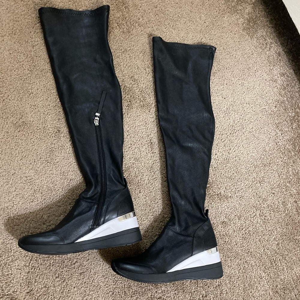 Michael Kors over the knee stretch wedge boot